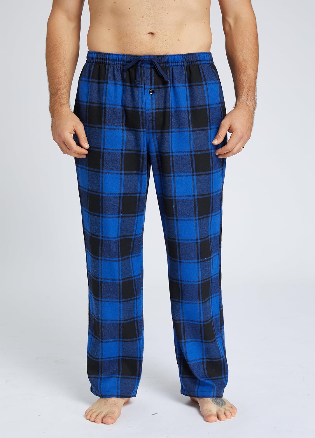 Mens Pajama Pants Flannel Cotton Plaid Sleep & Lounge Pants, PJ Bottoms with Pockets and Button Fly - Image 3