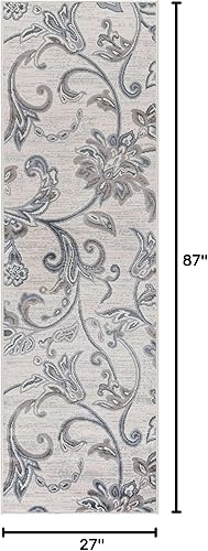 Vista 34 de Alfombra de pasillo gris de 2 x 10 pulgadas, alfombra de cocina, alfombra para entrada interior, entrada, pasarela, alfombra contemporánea Gris