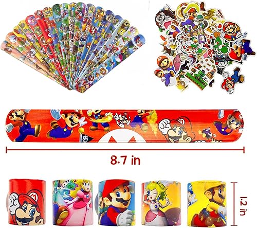 Miniatura 6 de 110 piezas de recuerdos de fiesta de Mario, suministros de fiesta de Mario para contener bolsa de regalo, sellos temáticos, manos adhesivas, máscara
