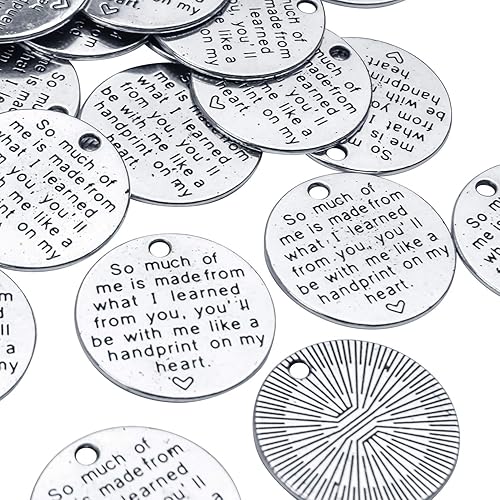 Miniatura 9 de Aylifu Dijes inspiradores con palabras, 30 piezas de colgantes de letras grabadas con mensaje grabado, cuentas de suministros de manualidades,