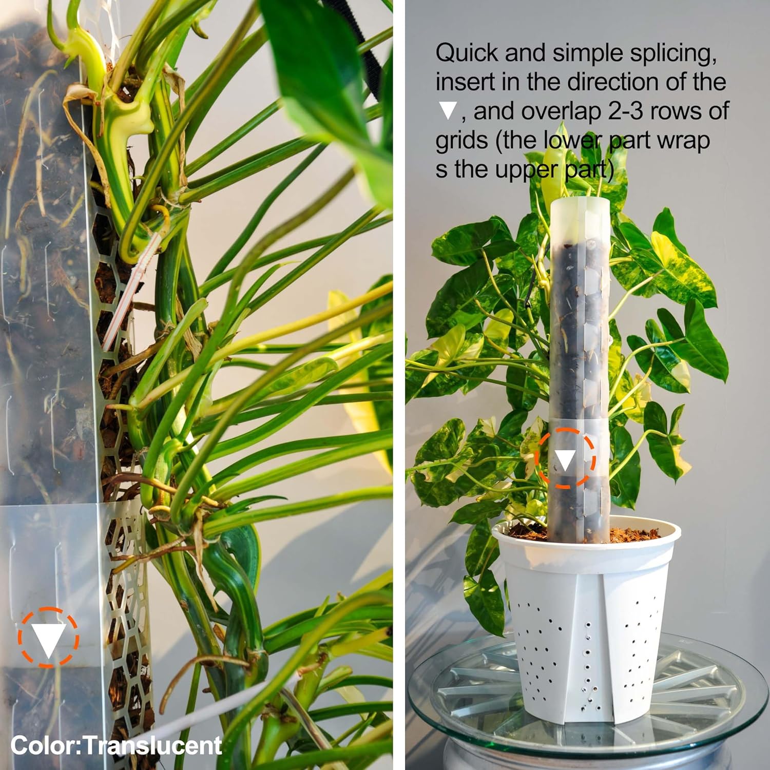 8 Pcs 17 Inch Plastic Moss Pole for Plants Monstera,Designed Specifically for Climbing Plants, Stackable Plant Support for Indoor Plants