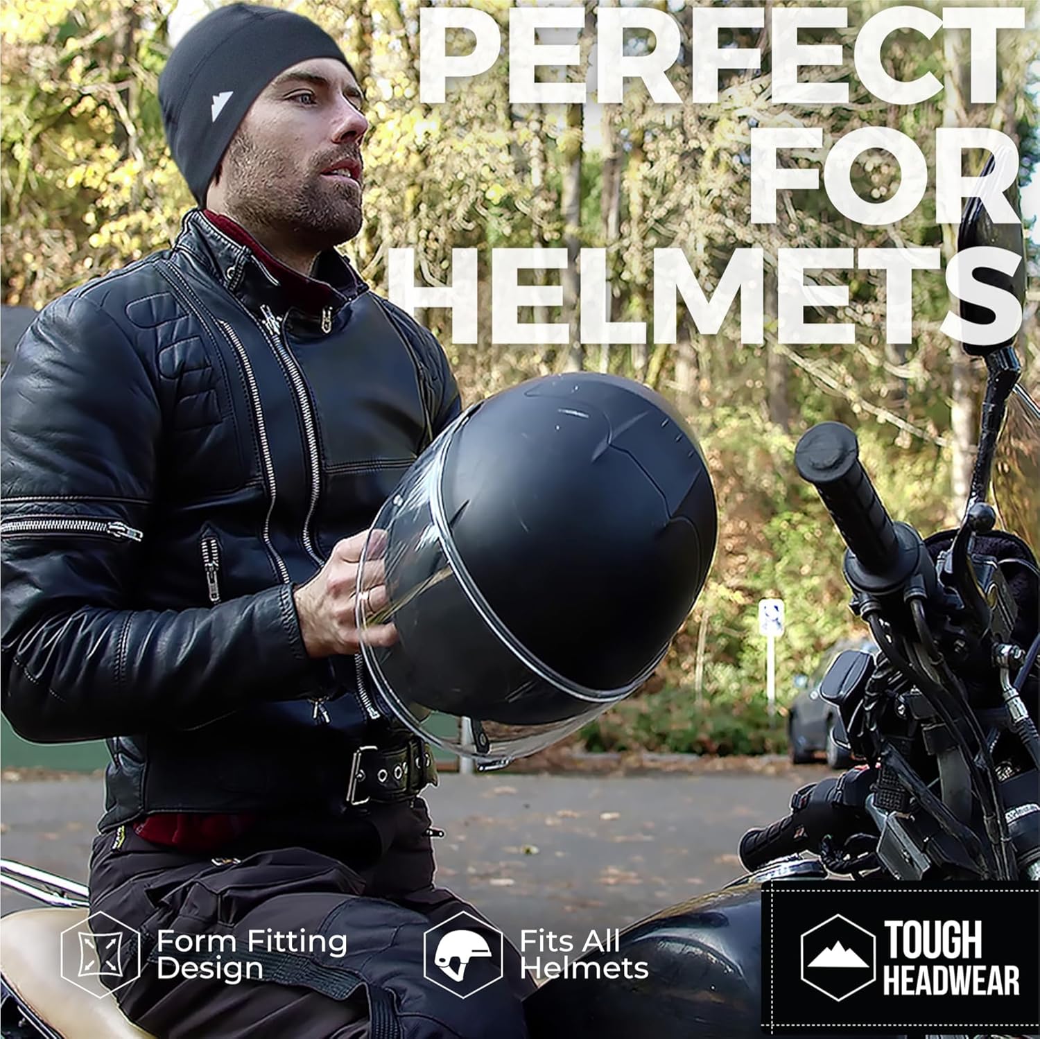 Tough Headwear Thermal Skull Cap - Moisture-Wicking Running Beanie - Wind-Blocking Cycling Cap - 4-Way Stretch Beanie for Men - Image 6