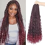Goddess Box Braids Crochet Hair With Curly Ends 22 Inch Bohomian Box Braids Crochet Braids 8 Packs 3X Crochet Braids Synthetic Braiding Hair Extension for Black Women (22 Inch (Pack of 8), T1B BUG)