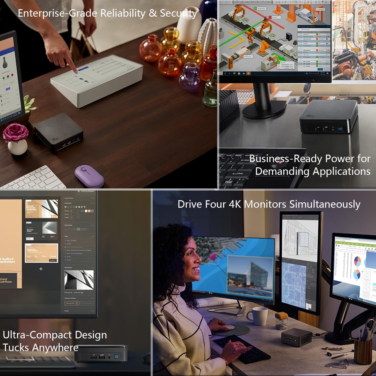 Cutesliving NUC 13 Pro Mini PC NUC13ANKi5 Core i5-1340P Procesador de 12 núcleos, pantalla cuádruple 4K, WiFi 6E, Thunderbolt 4, estación de trabajo de oficina silenciosa (Barebone sin RAM, SSD y OS)