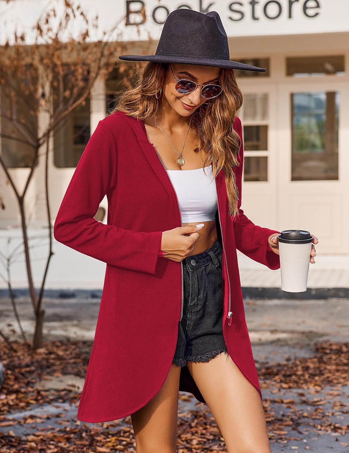 Zeagoo Women's Fall Jacket 2025 Zip Up Hoodies Long Sleeve Long Tunic Sweatshirts Oversized Fleece Casual Coat with Pocket - Image 5