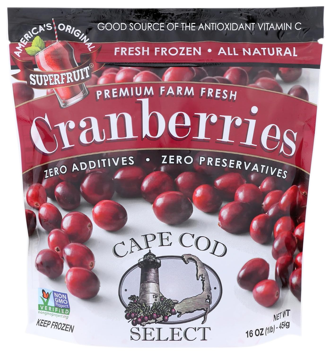 Cape Cod Select Frozen Cranberries, 16 Ounce - Premium Whole Berries, Clean Label No Additives