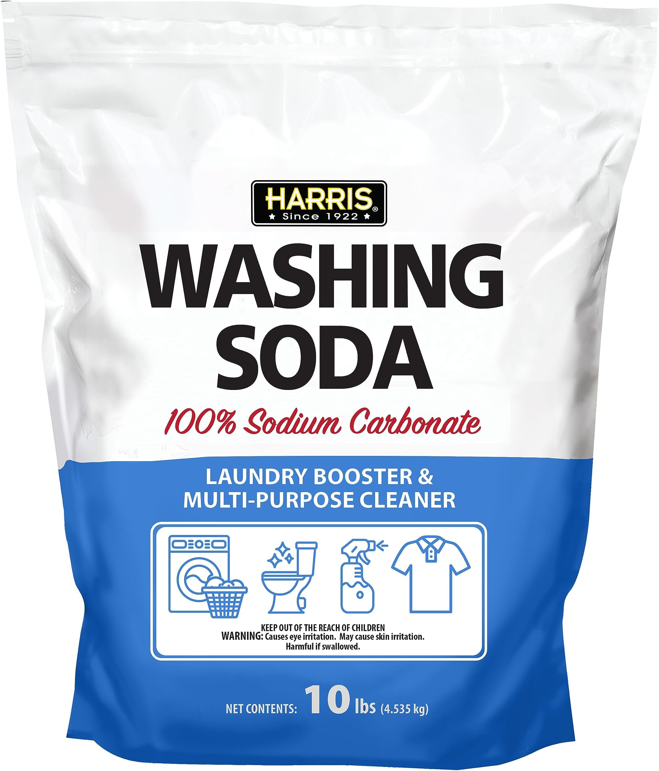 Washing Soda, Sodium Carbonate, Laundry Booster and Multipurpose Cleaner, No Additives or Fragrances, 10lb