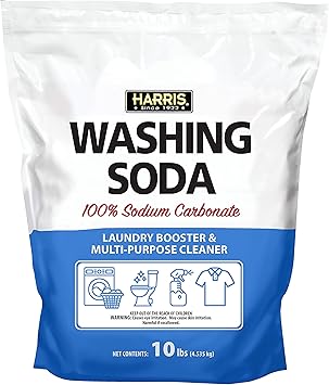 Harris Washing Soda, Sodium Carbonate, Laundry Booster and Multipurpose Cleaner, No Additives or Fragrances, 10lb
