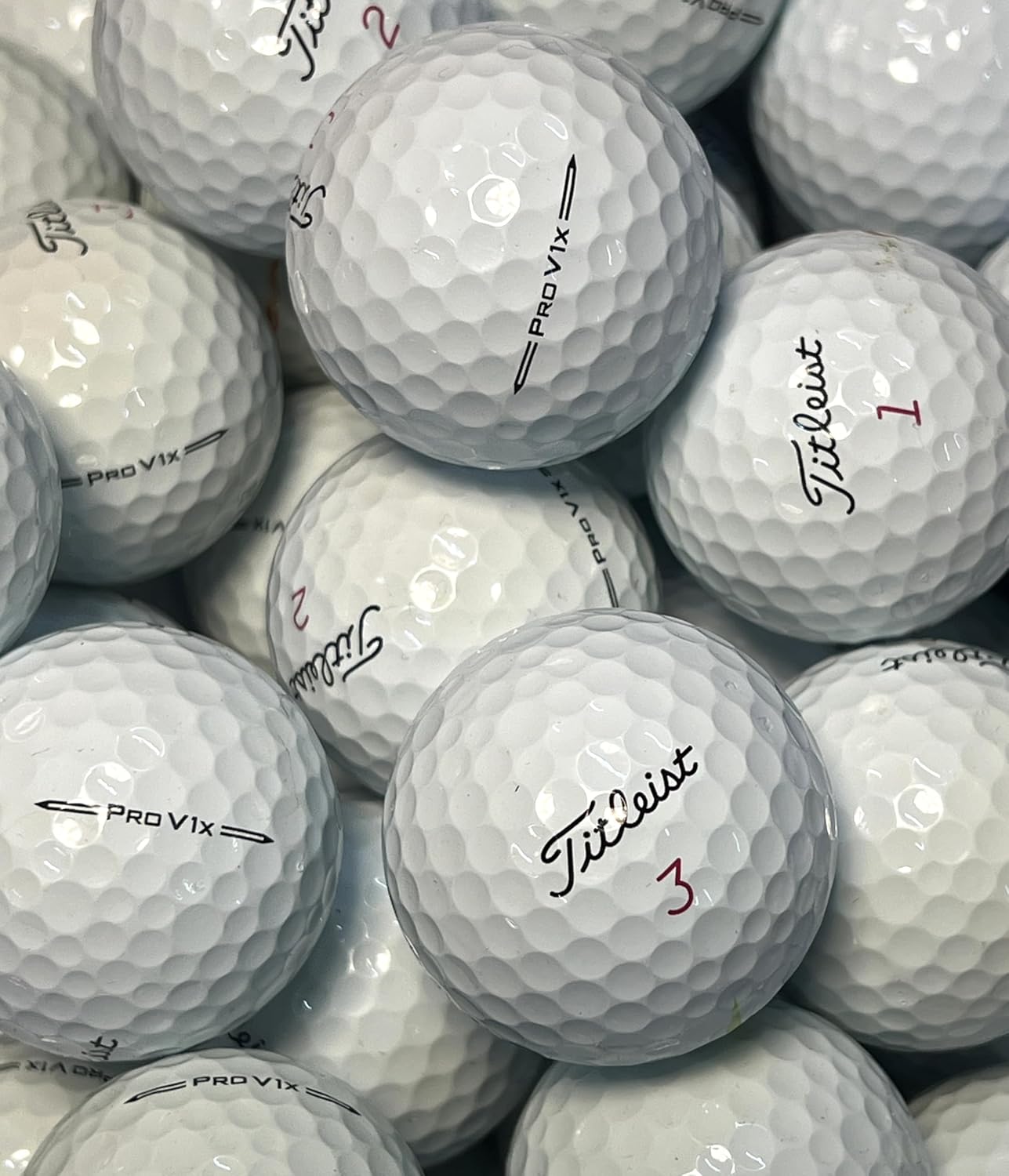 Golf Ball House…24 Pro V1x 2023 Golf Balls for Titleist/White/Near Mint (AAAA) / Used-Recycled w/Mesh Bag