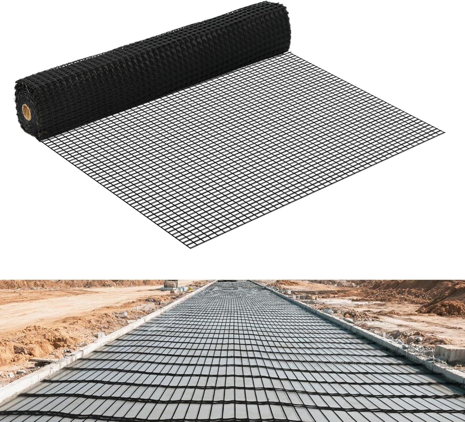50KN Fiberglass Geogrid for Retaining Wall – 47.2in x 1181in Roll, 1in Mesh, Heavy-Duty Geogrid for Retaining Walls, Durable Fiberglass Composite Material