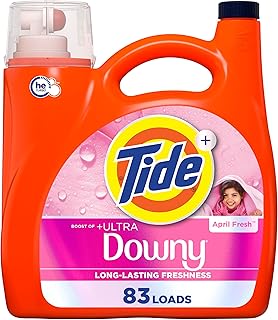 Plus Boost of Ultra Downy Liquid Laundry Detergent, April Fresh Scent, 117 fl oz, 83 Loads, Laundry Detergent Liquid with Long-Lasting Freshness
