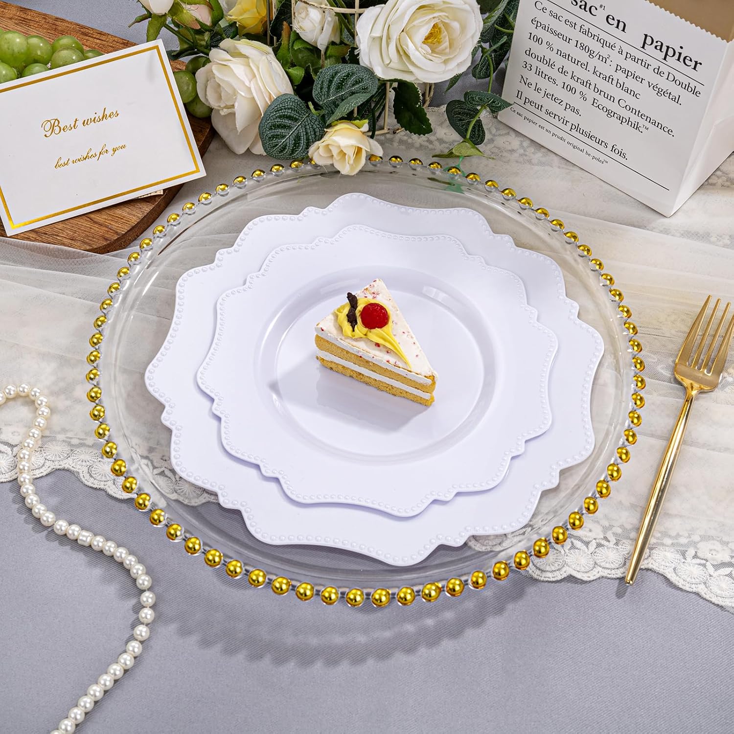 COLOSUS 60pcs 7.5 Inch White Plastic Dessert Plates,Premium Plastic Salad Plates,Heavy Duty Disposable Appetizer Plates for Thanksgiving Wedding and Everyday Use - Image 2