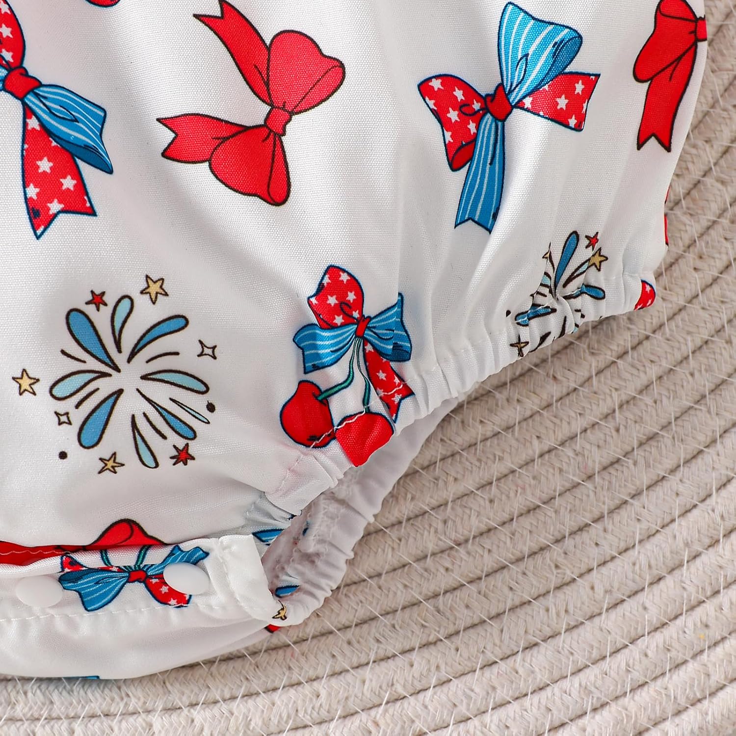 Newborn 4th of July Outfit Girl Fourth Clothing for Baby USA Smocked Bubble Romper Infant Bodysuit Memorial Day - Image 6