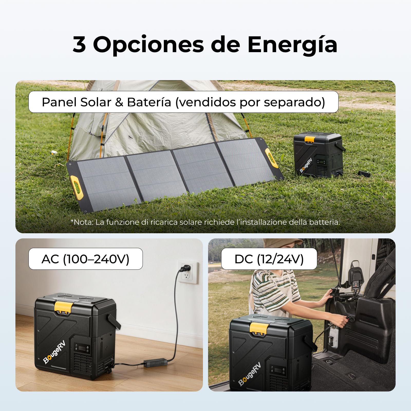 BougeRV CRH20 Nevera Coche Pequeña 20L Asa, -20°C~20°C | Compresor Portátil 12V 24V 230V Freezer App IPX4 Mini Frigorífico Eléctrico Auto Camping Viajes (Novedad 2026)