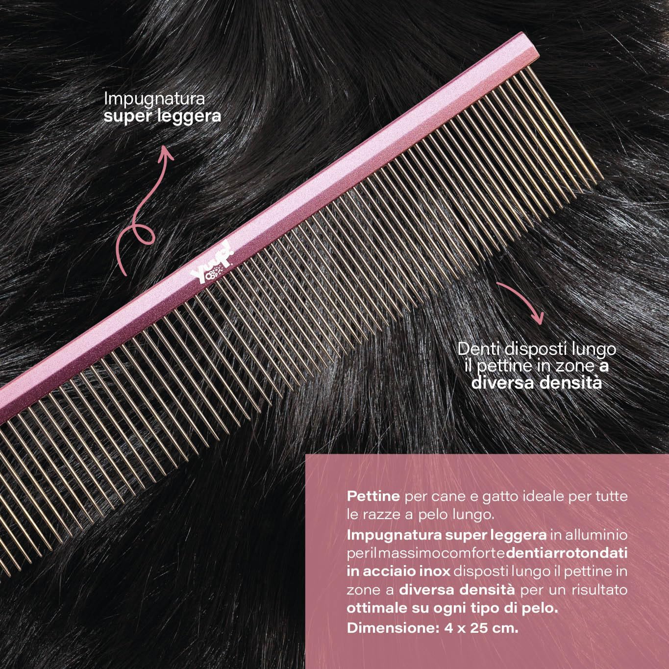 YUUP PINKCOMB mini Profesjonalny grzebień dla psów i kotów