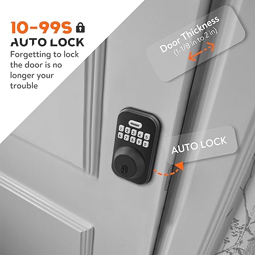 Miniatura 6 de Cerradura de puerta inteligente de entrada sin llave, cerradura electrónica con teclados y llave para puerta delantera, bloqueo automático,