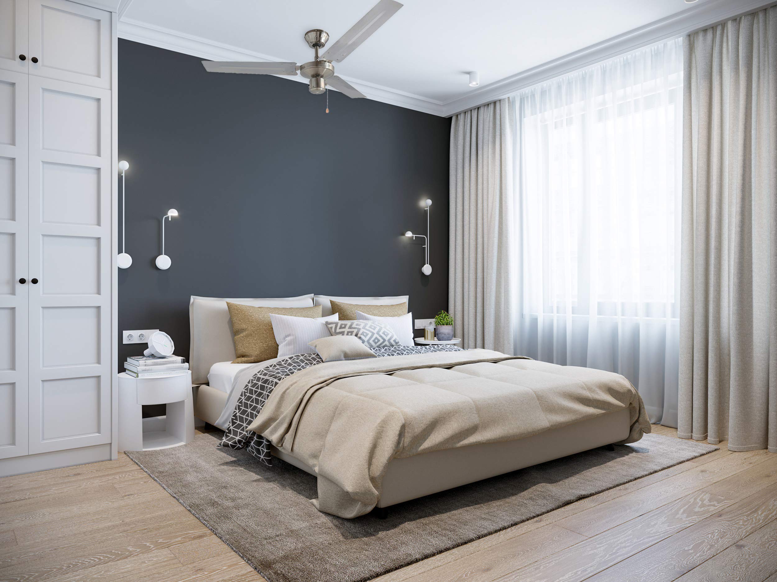 Bestron Ventilateur de Plafond Silencieux avec Grande Envergure de Pales de Ø 120 Cm, 3 Niveaux de Vitesse, Fonction Été & Hiver, 60 Watts, Couleur: Argent