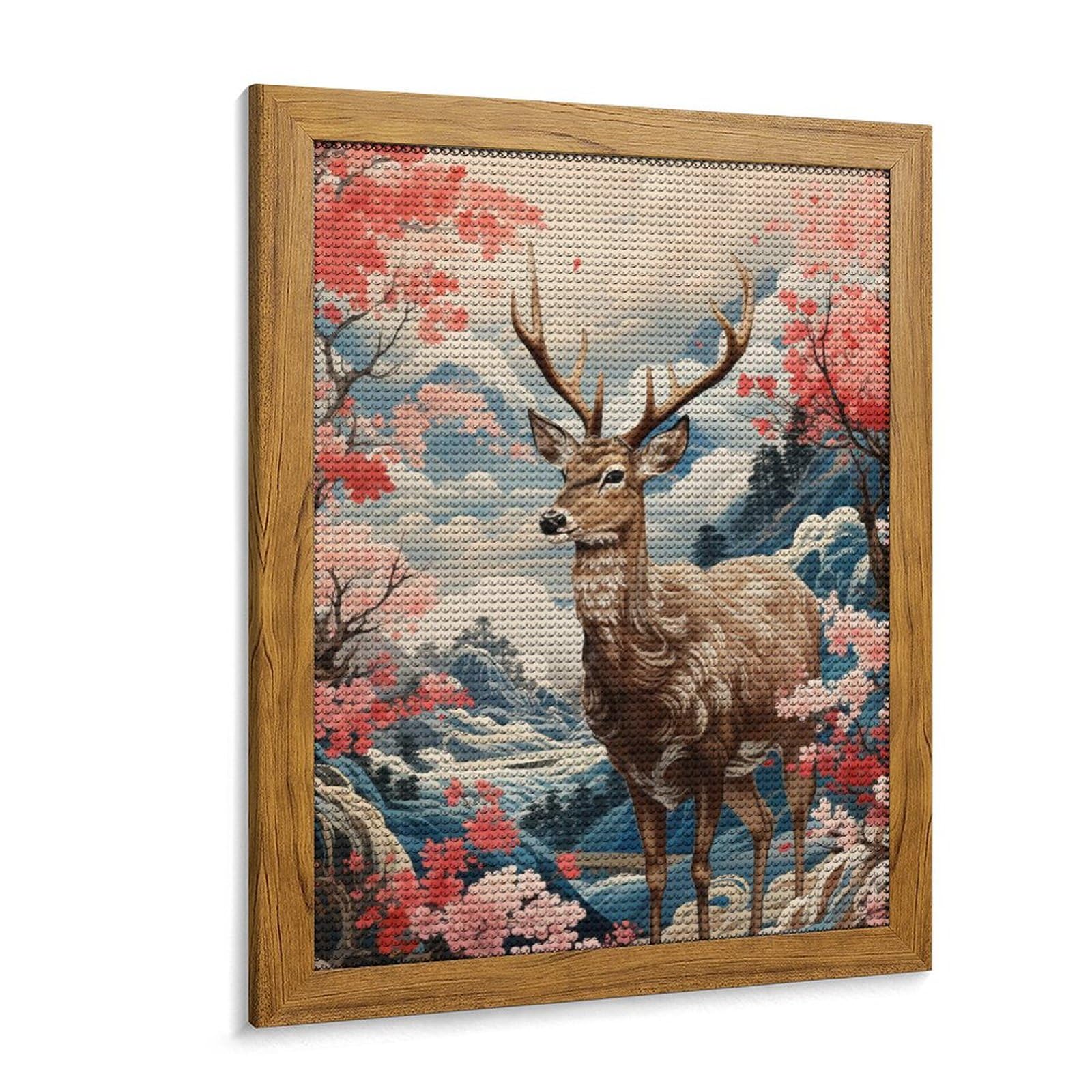 Amazon | ダイヤモンドアート 森の中の鹿 ダイヤモンド刺繍 全面貼り