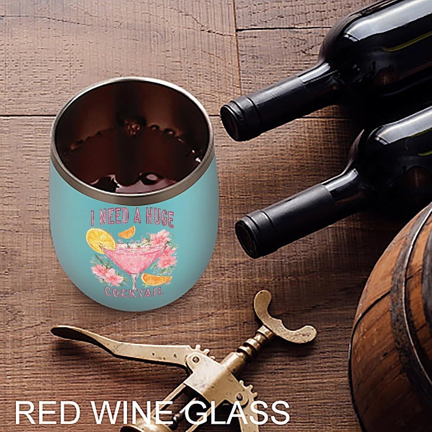 I Need A Huge Cocktail Insulated Drinking Cup Stainless Steel Coffee Mug Wine Tumbler with Lid 12OZ