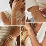 Thunaraz Gold Bracelets for Women Waterproof,14K Gold Plated/Silver Link Bracelet Sets Stackable Figaro Paperclip Gold Womens Chain Bracelet Dainty Layered Bracelets Pack for Women Ladies