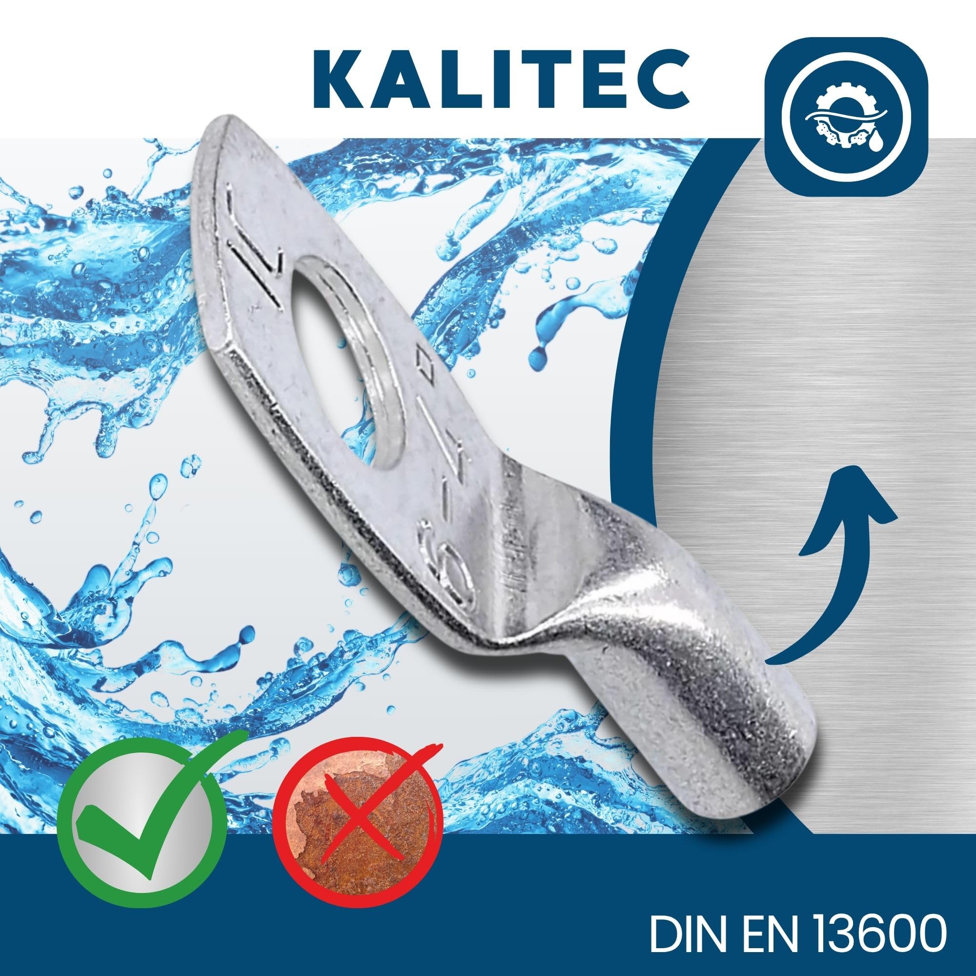 Kalitec HR4-6, 10 standardowych końcówek kablowych 4 mm² M6 I bez widocznego otworu I Made in Germany