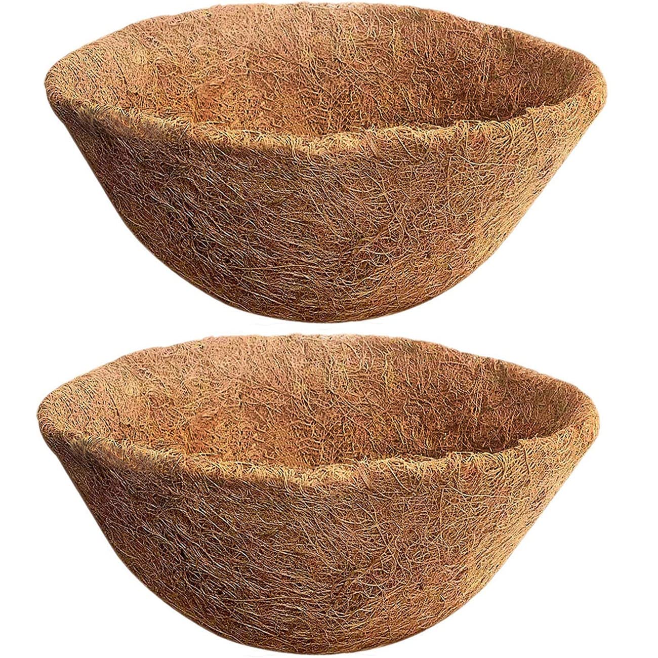 SUNYAY Hanging Basket Coco Liner, 16 inch, 2 Pack | Natural Coconut, Round Coco
