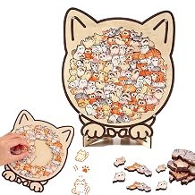 Cute Cat-Shaped Wooden Jigsaw Puzzle - Unique Animal Design, Creative Gift for Cat Lovers & Home Decor Enthusiasts, Interactive Fun for Adults & Kids