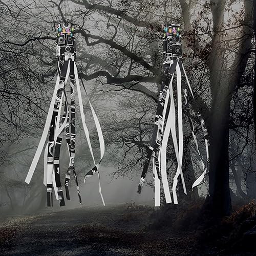 Miniatura 5 de Veleta grande de Halloween de 59 pulgadas de largo, 2 unidades, con veleta ligera de Navidad para puerta delantera al aire libre, patio, porche,