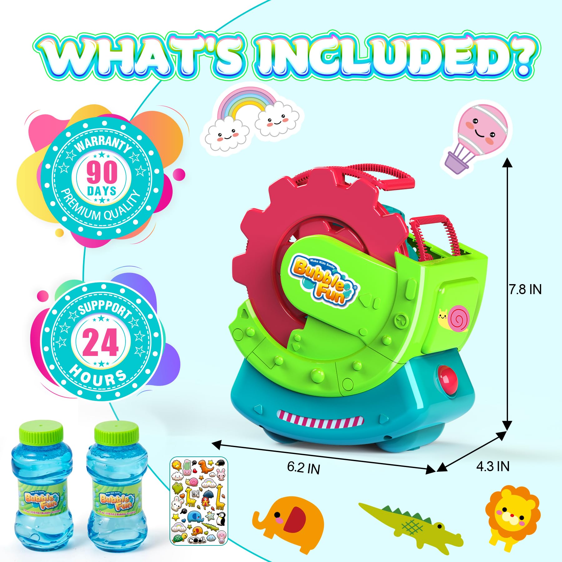 Seifenblasenmaschine für Kinder,Automatischer Blasenmacher mit 236mL Seifenblasenwasser - Machen Extra Große Blasen & Blasen in Blase,Elektrische Bubble Machine für Hochzeit Geburtstag Party