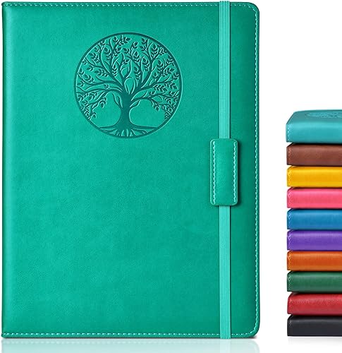 Miniatura 31 de Cuaderno rayado para mujeres y hombres, 256 páginas, tamaño A4, grande, de tapa dura, de cuero, para escribir, viajes, negocios, trabajo, escuela,