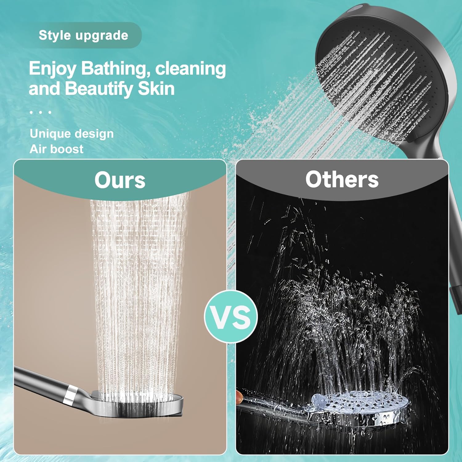 Filtered Handheld Shower Head, 6 Modes High Pressure Shower Head with Filter for Hard Water and 2 Filters