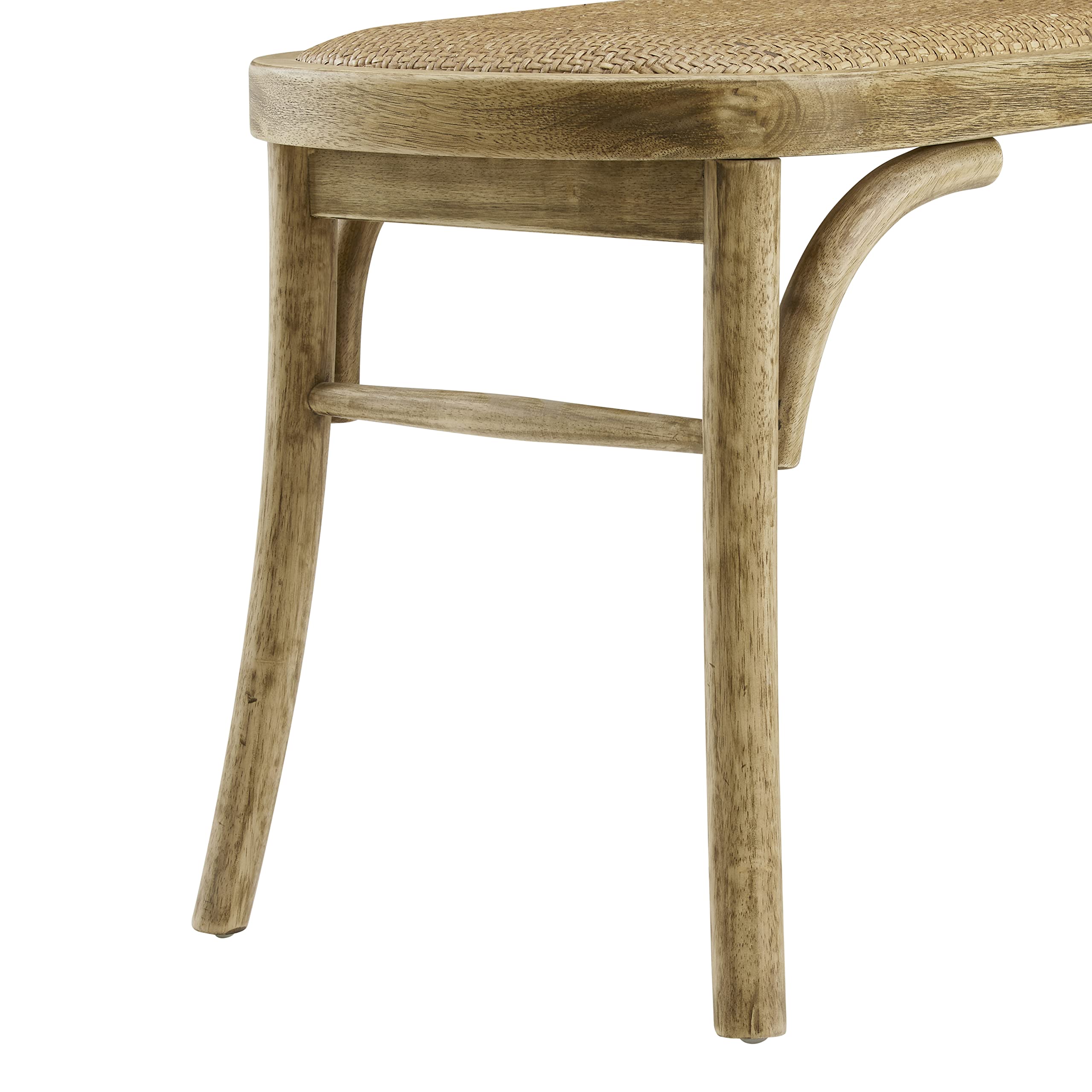Linon Hank Natural Bentwood Bench with Natural Woven Rattan Seat