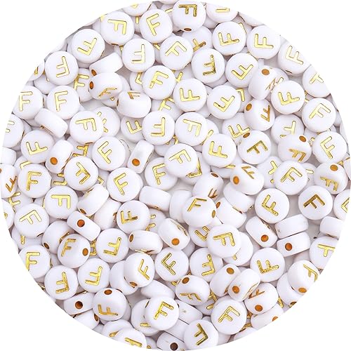 Miniatura 15 de 100 cuentas de letras – Cuentas redondas blancas de 0.157 x 0.276 pulgadas (0.157 x 0.276 in), color blanco, letras del alfabeto, corazón, estrella