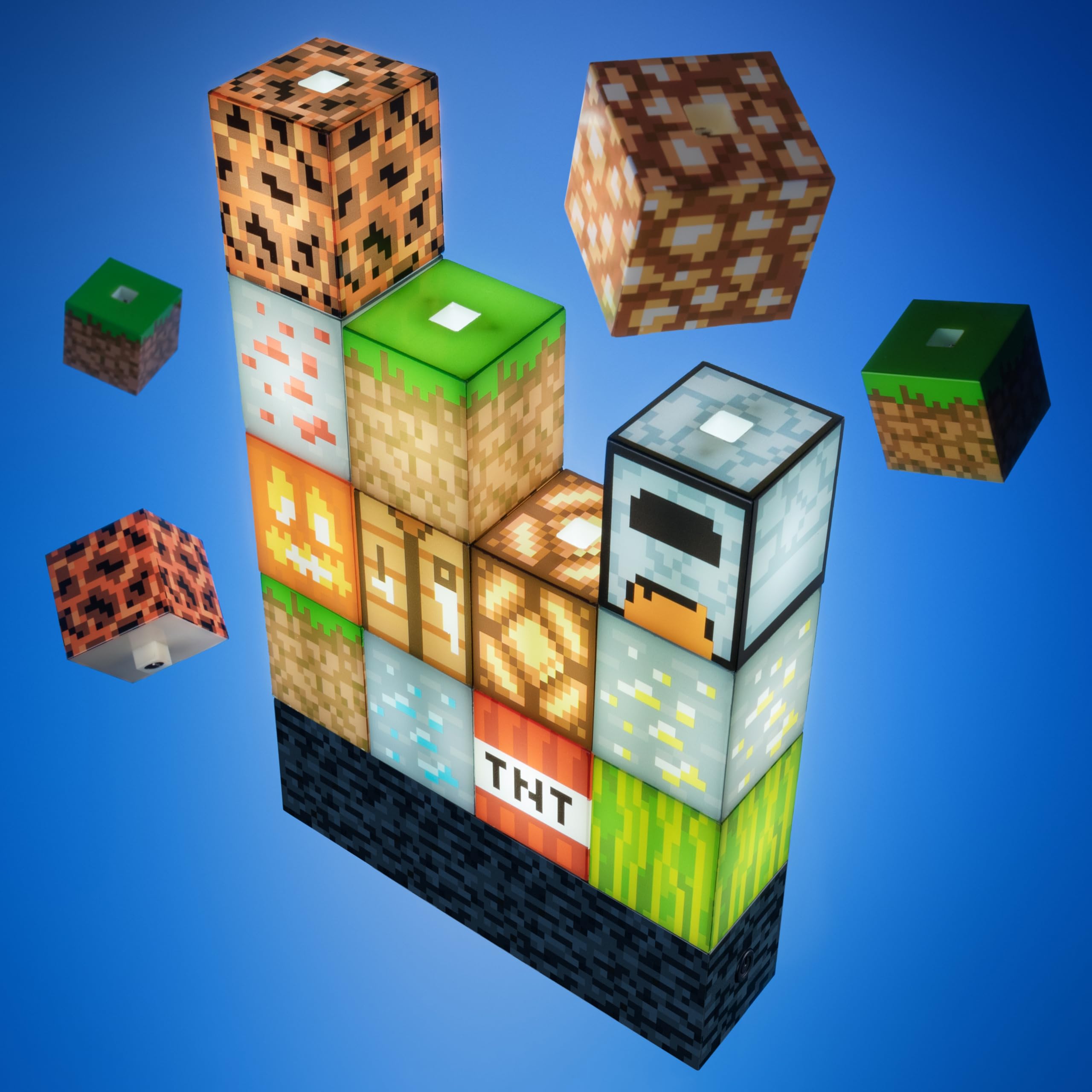 Minecraft Blockbaulampe, 16 verschiebbare Lichtblöcke und Bettfels-Basis