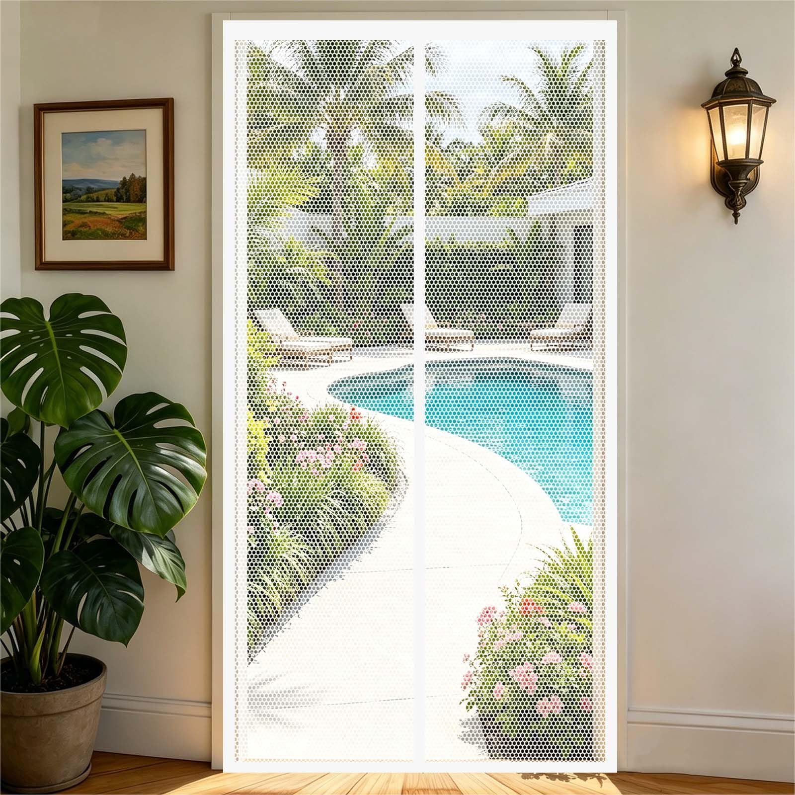 Moustiquaire pour balcon et terrasse 115 x 230 cm rideau mouche aimanté blanc