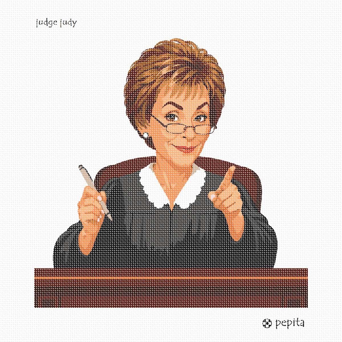 Pepita Needlepoint Canvas: Judge Judy, 12" x 12"