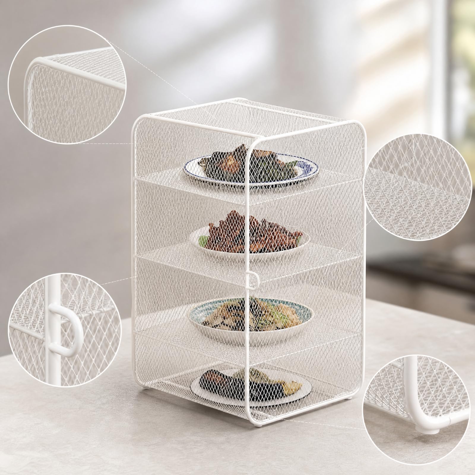 Armoire à Aliments en Fil Métallique Ventilé Cabin Protection Contre Les Bestioles Stable Armoire Vitrée Alimentaire Étagères pr Cuisine, 5 Niveaux