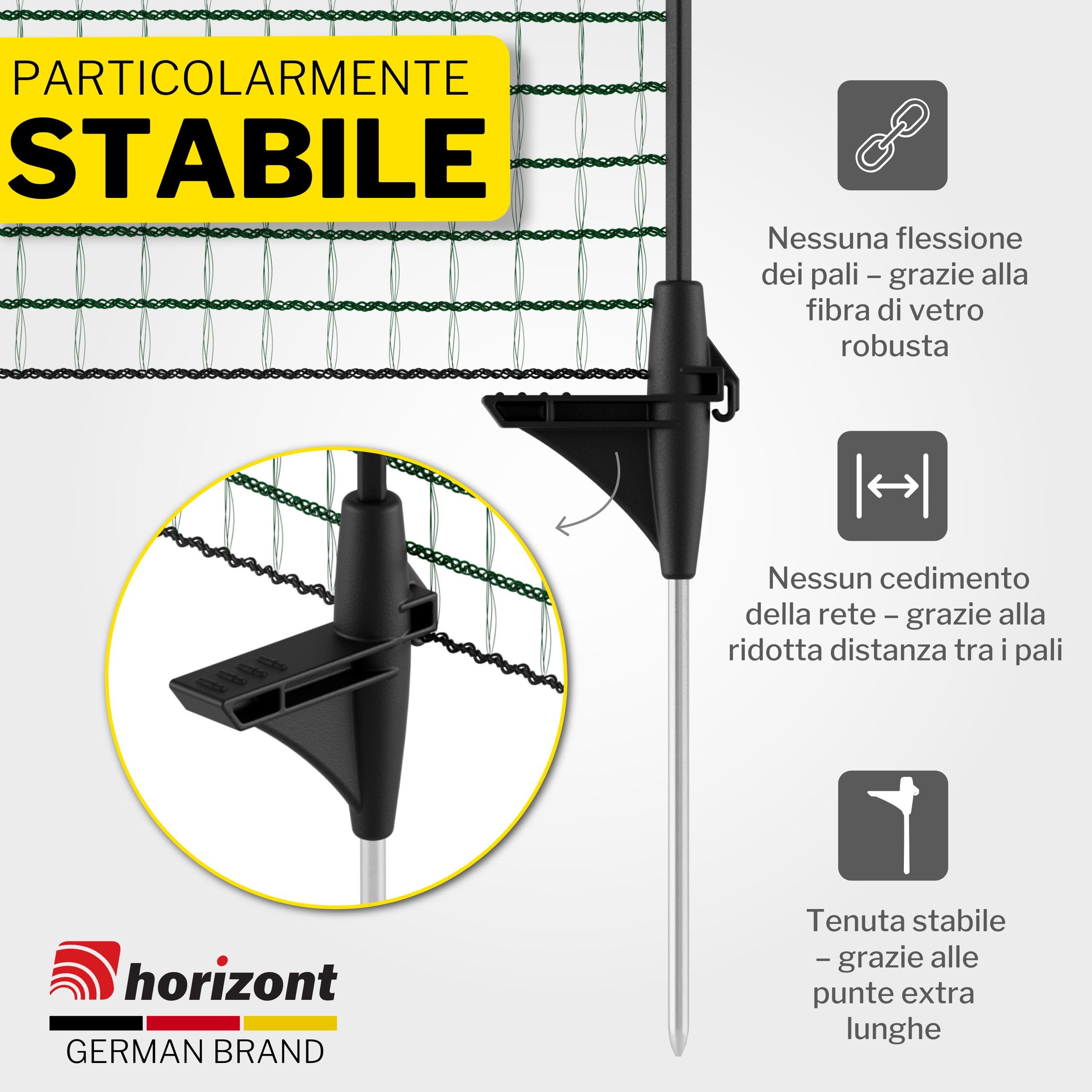 horizont Begrenzungszaun FIX, mobiler Zaun 20 m lang, 120 cm hoch, ideal für große Haustiere, Hundezaun, Camping, Gartennetz, inkl. 12 Pfähle, Absperrzaun, Steckzaun, Auslauf für Hunde