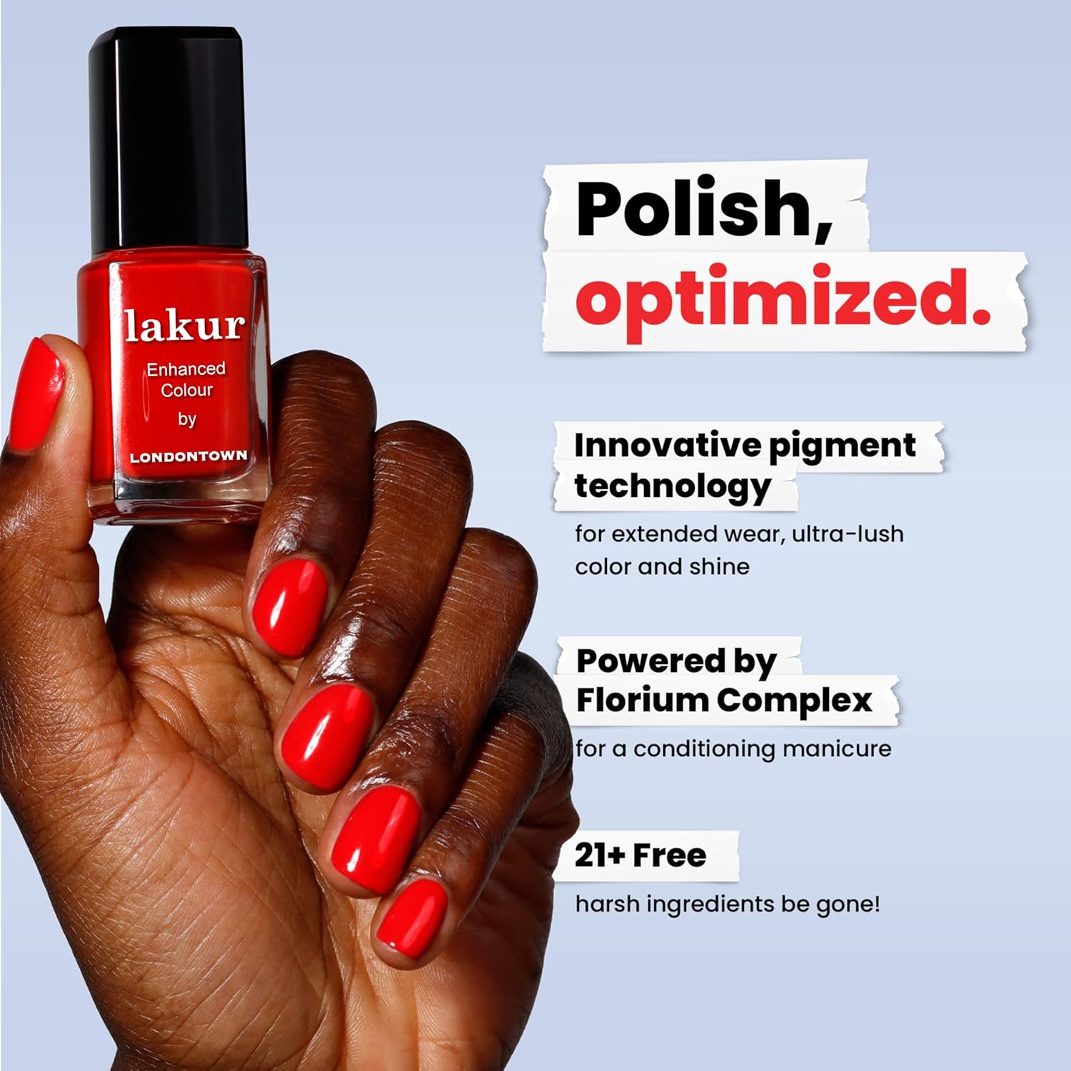 LONDONTOWN lakur Nail Polish - Chip-Resistant, Non-Toxic, Conditions & Hydrates Nails | Glossy Bright Red, Maraschino Cherry, .40 fl oz - Image 5