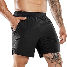 MIER Men's Running Shorts 7" Quick Dry Gym Athletic Workout Shorts with Zipper Pockets