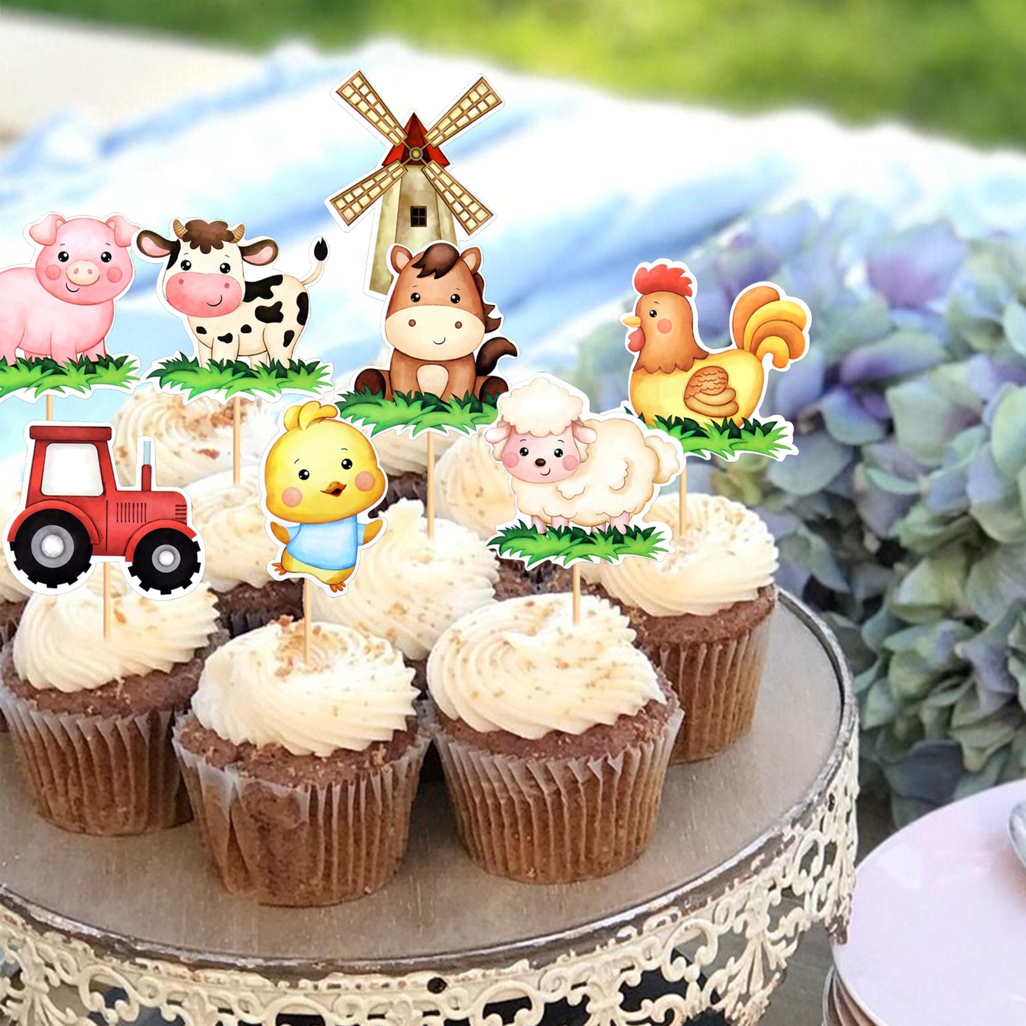 HGSHUO Decorazioni Torta Animali da Fattoria Decorazioni per Torte Animali Happy Birthday Topper per Torte Compleanno Decorazioni per Cupcake Topper Decorazioni per Feste Autunno
