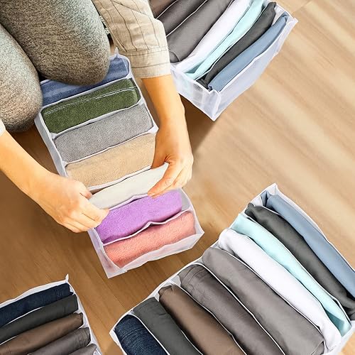 Miniatura 7 de Roowest 18 organizadores de armario y almacenamiento de ropa organizadores de cajones para ropa malla para almacenamiento de ropa camisetas jeans
