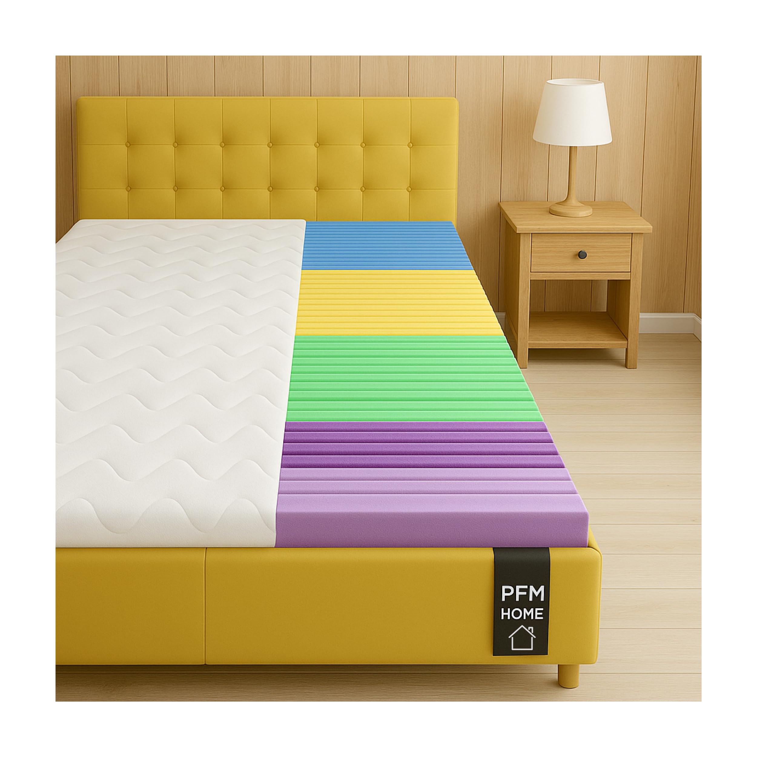Surmatelas 130 x 190 cm – 6 cm de haut avec massage Ergo 5 zones + housse hypoallergénique – Respirant