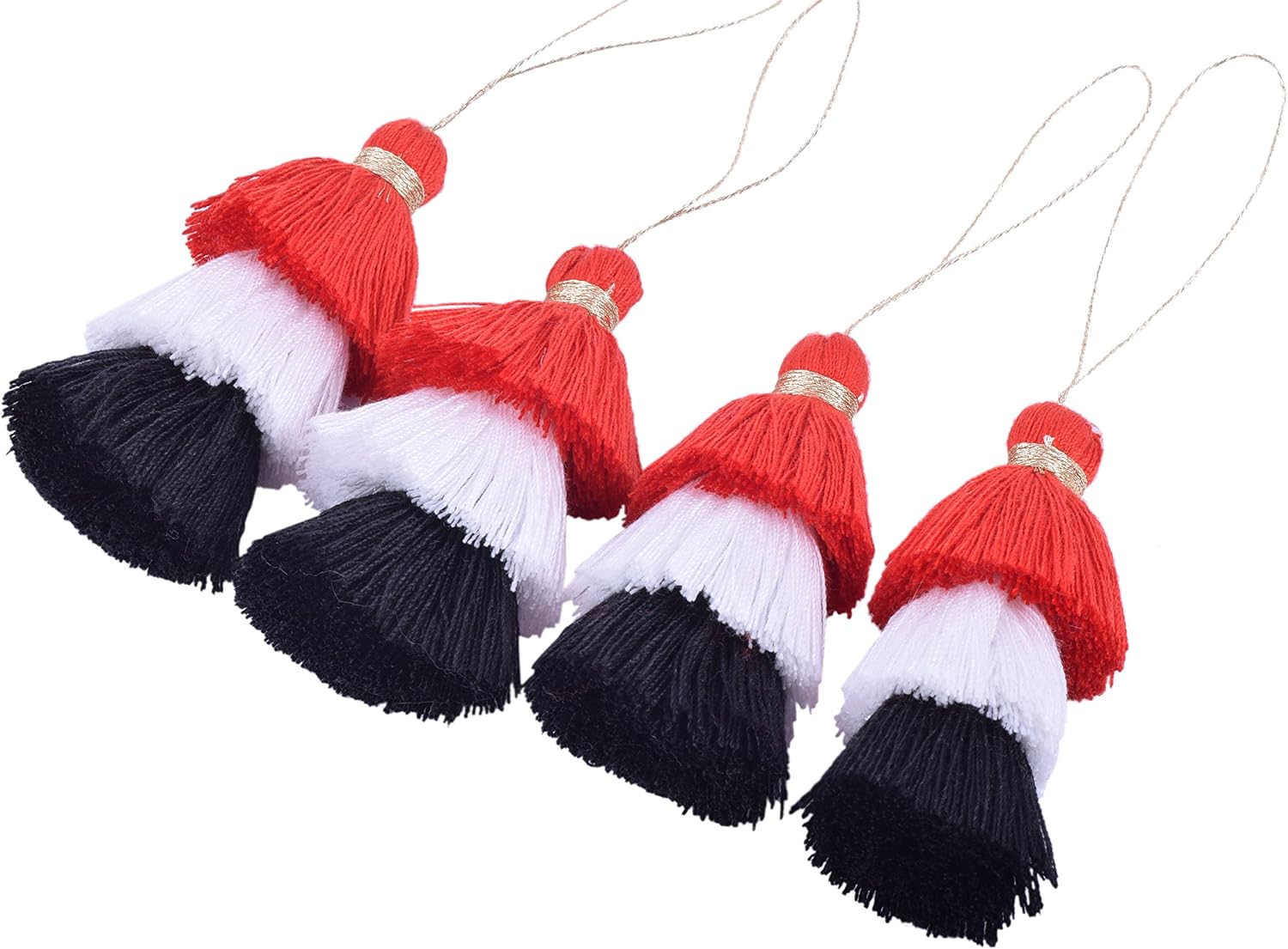 KONMAY Bulk 20pcs Tri-Layered Tassels with Hanging Loop for Jewelry Making, Clothing