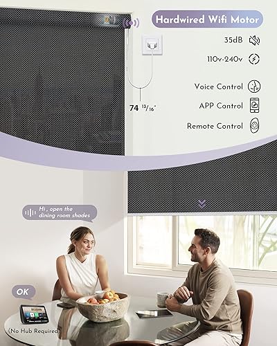 Miniatura 3 de Graywind Persianas solares motorizadas compatibles con Alexa Google, con conexión WiFi, filtro de luz inteligente, control remoto, persianas