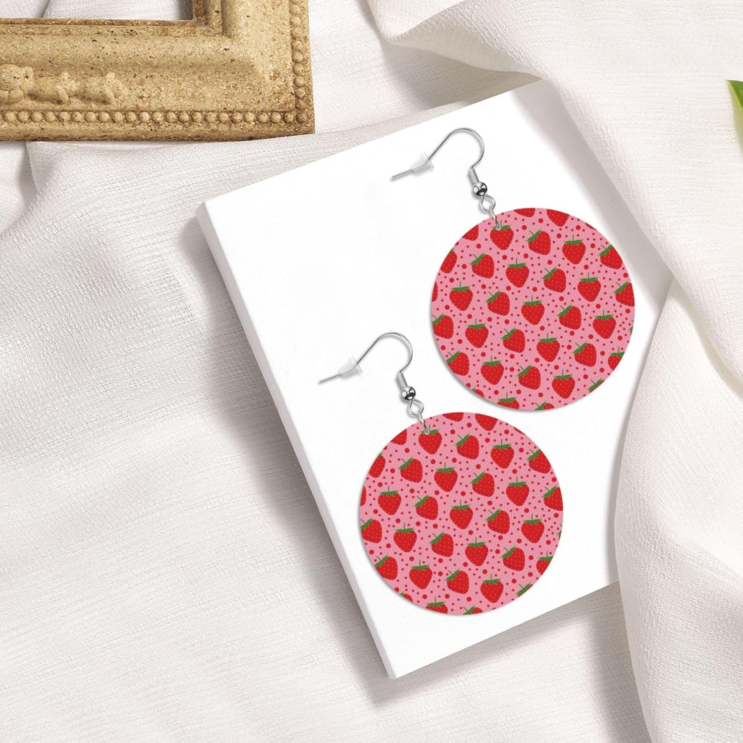 Faux Leather Earrings Bright Polka Dot Round Dangle Earrings Jewelry For Women - Image 4