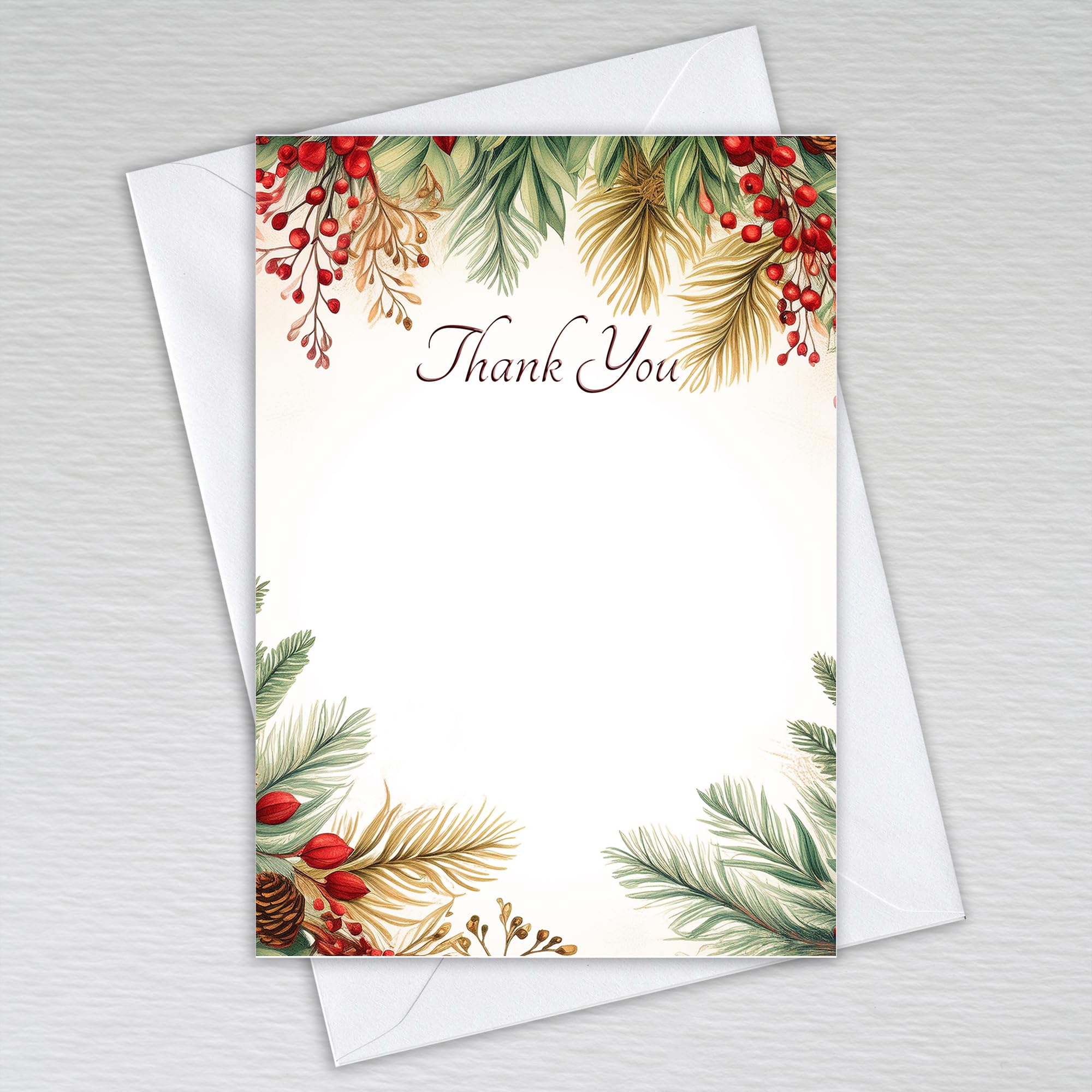 Webspectations Red Berry Christmas Thank You Cards with Envelopes / A6 Postcard Style Non-folded Thankyou Notecards: Red Berry Winter Wedding Thank You Cards (Pack of 20 with Envelopes)