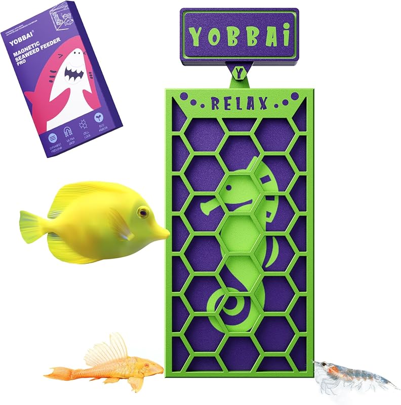 Alimentador Magnético de Algas para Aquário YOBBAI SF Pro com Grade Honeycomb Verde e Roxo