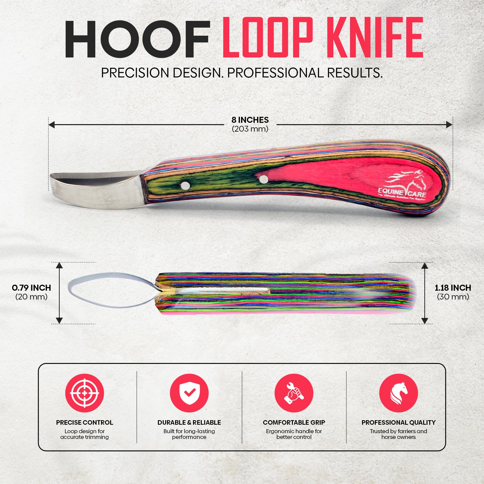 Equine Hoof Loop Knife - J2 Stainless Steel -4