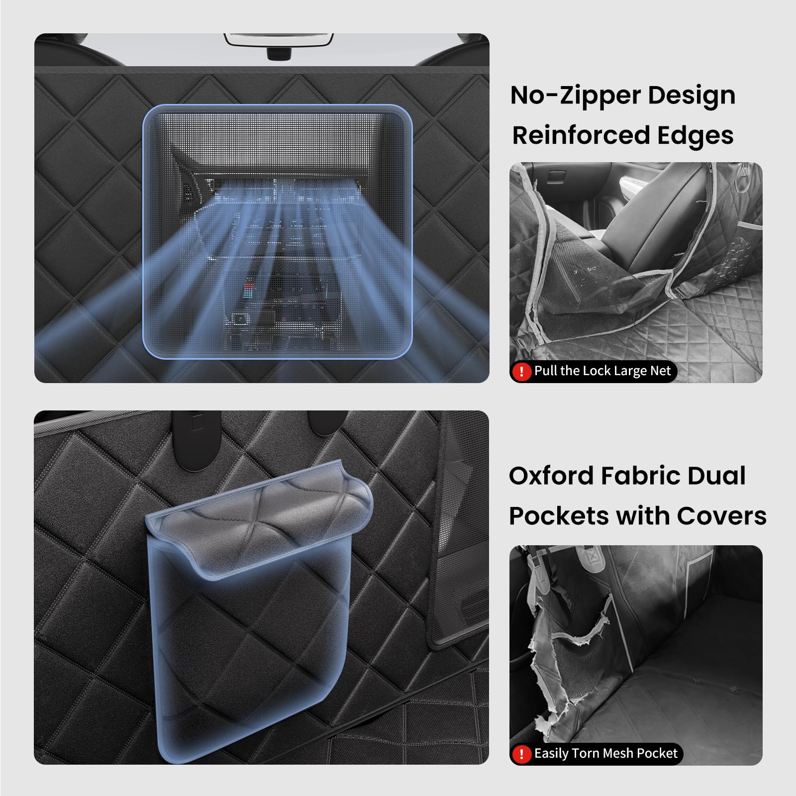 Back Seat Extender for Dogs, Waterproof Dog Car Seat Cover for Back Seat with Hard Bottom, Heavy Duty Dog Hammock for Car,Scratch Proof NonSlip, Upgraded Material, SUV, Sedan Medium Truck, Gray - image 5